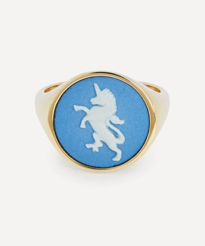 Ferian Gold Wedgwood Unicorn Round Signet Ring