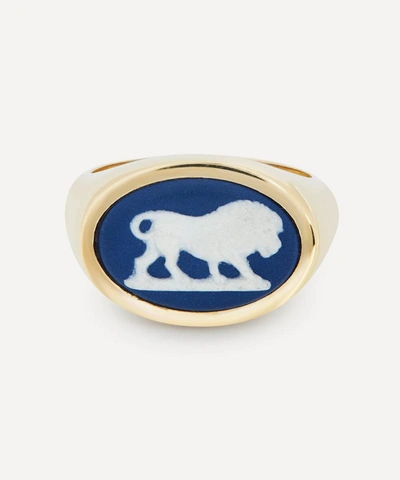 Ferian 9ct Gold Wedgwood Lion Oval Signet Ring