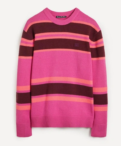 Acne Studios Studios Nimah Stripe Face Patch Wool Sweater In Pink