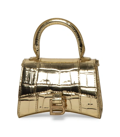 Balenciaga Gold Croco Mini Hourglass Bag