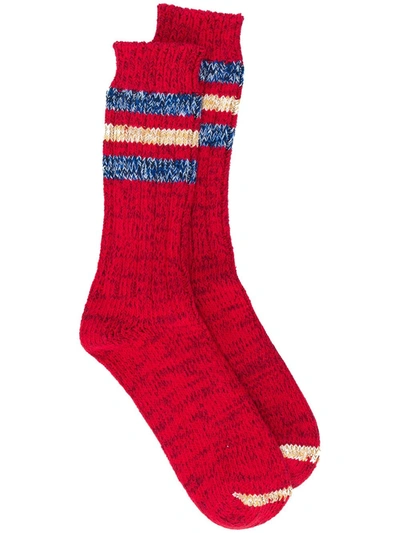 Thunders Love Outsiders Striped Socks In Red