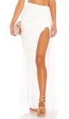Just Bee Queen Bianca High Slit Gauze Maxi Skirt In White