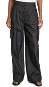 TIBI CRISPY NYLON PLEATED CARGO PANT BLACK,TIBDB30011