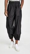 TIBI CRISPY NYLON PULL ON JOGGERS BLACK,TIBDB30014