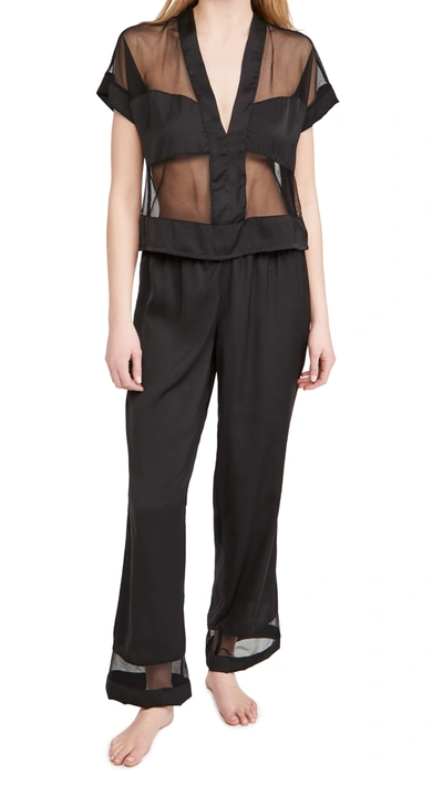 Bluebella Richmond Top And Trousers Pajama Set In Black
