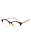 Coco And Breezy Believe 52mm Round Blue Light Blocking Glasses In Plum Rose