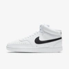 Nike Court Vision Mid Casual Sneakers From Finish Line In White,white,black