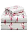 Pointehaven Printed Flannel King Sheet Set Bedding In Flamingo