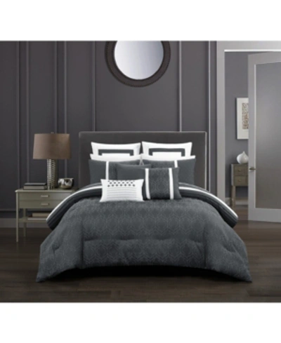 Chic Home Arlow Bed In A Bag 12 Piece Comforter Set, Queen In Dark Gray