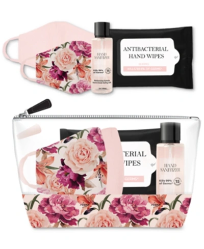 American Exchange 5-pc. Mask & Hand Sanitizer Gift Pouch In Blush, Blush Floral