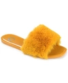 Journee Collection Dusk Faux Fur Slide Sandal In Camel