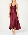 Flora By Flora Nikrooz Stella Satin Venise Trim Lingerie Nightgown In Bordeaux
