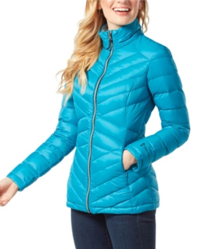 Free Country Down Light Weight Quilted Puffer Coat In Teal