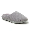 Dearfoams Womens Leslie Quilted Microfiber Terry Memory Foam Clog Slipper In Medium Gray