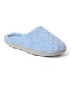 Dearfoams Womens Leslie Quilted Microfiber Terry Memory Foam Clog Slipper In Iceberg