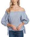 CECE CECE STRIPED OFF-THE-SHOULDER BALLOON-SLEEVE TOP