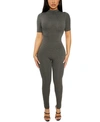 Naked Wardrobe Sweet T Funnel Neck Jumpsuit In Charcoal
