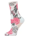 Memoi Women's Botanic Bunches Sheer See-through Anklet Socks In Medium Gray