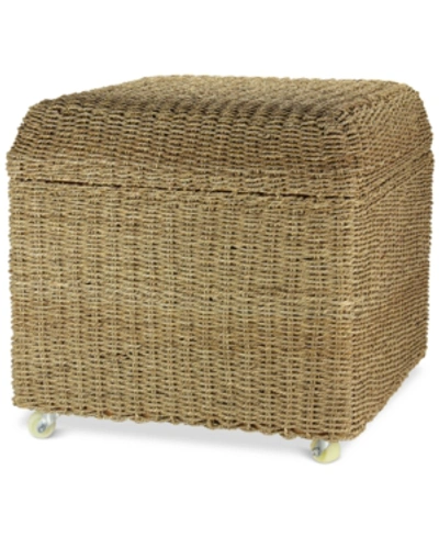 Household Essentials Square Storage Seat With Lid & Rollers In Seagrass