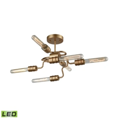 Elk Lighting Transit 6 Light Semi Flush In Matte Gold