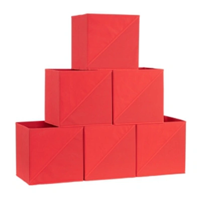 Household Essentials Diagonal Pull 6-pc. Collapsible Fabric Cubes In Red