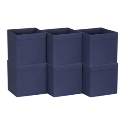 Household Essentials Set Of 6 Lip Pull Collapsible Fabric Cube In Navy
