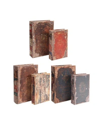 Ab Home Antique Multi-colored Book Boxes, Set Of 6