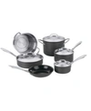 Cuisinart Green Gourmet Hard Anodized 10-pc. Cookware Set In Black Stainless