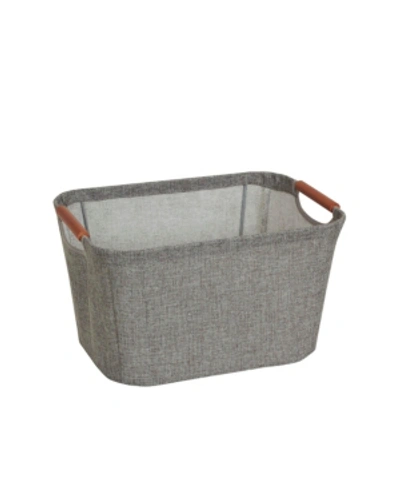 Household Essentials Small Tapered Soft-side Storage Bin With Wood Handles In Gray