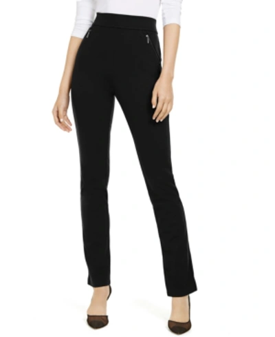 Inc International Concepts Petite High-rise Zip-pocket Pants, Created For Macy's In Deep Black