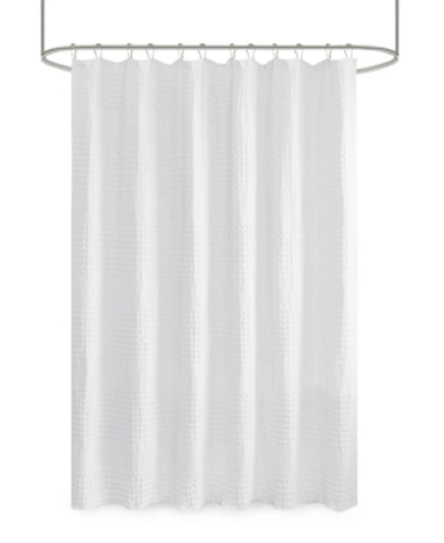 Madison Park Arlo Waffle Shower Curtain, 72" X 72" In White