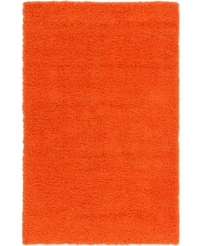 Bridgeport Home Closeout! Bayshore Home Exact Shag Exs1 5' X 8' Area Rug In Tiger Oran