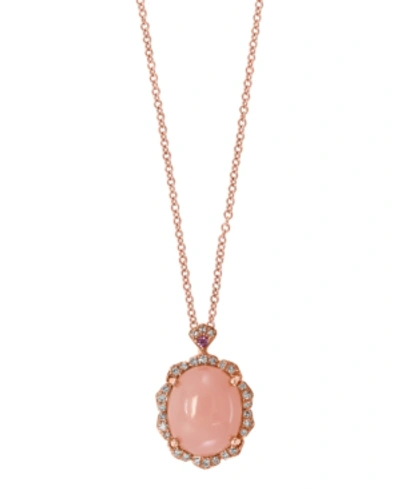 Effy Collection Effy Pink Opal (2 1/2 Ct.t.w.) And Diamond (1/10 Ct.t.w.) Pendant In 14k Rose Gold