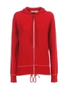 MARNI WOMEN'S CASHMERE EMBROIDERED LOGO ZIP UP HOODIE,0400013405148