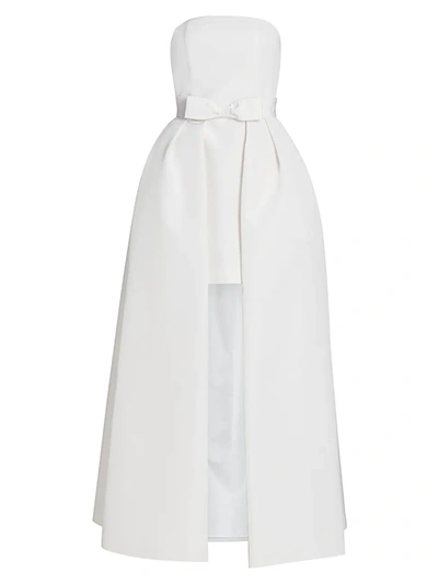 Alexia Maria Silk Faille Strapless Minidress With Convertible Skirt In White