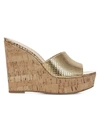 Veronica Beard Women's Dali Metallic Snakeskin-embossed Leather & Cork Platform Wedge Mules In Gold