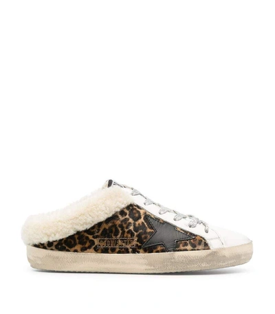 Golden Goose Leo Shearling Slide Sneaker In Brown/black