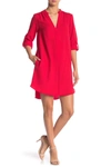 Lush Novak 3/4 Sleeve Shift Dress In True Red