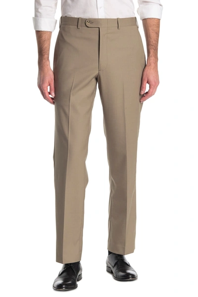 Jb Britches Wool Blend Flat Front Trousers In Tan