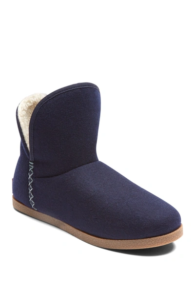 Rockport Trutech Veda Faux Fur Lined Slipper Boot In Navy