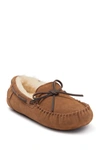 Fireside By Dearfoams Victor Genuine Shearling Moccasin In Chestnut