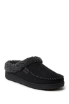 Dearfoams Mens Brendan Microsuede Moc Toe Clog With Whipstitch In Black