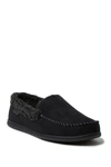 Dearfoams Men's Alexander Microsuede Moccasin Slippers With Berber Casing In Black