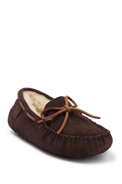 Fireside By Dearfoams Victor Genuine Shearling Moccasin In Coffee