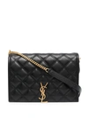 Saint Laurent Becky Diamond-quilt Shoulder Bag In Black