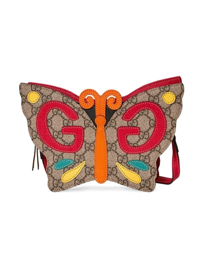 Gucci Gg Canvas Butterfly Bag In Neutrals ,red