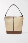 HUNTING SEASON LEATHER-TRIMMED WOVEN FIQUE TOTE