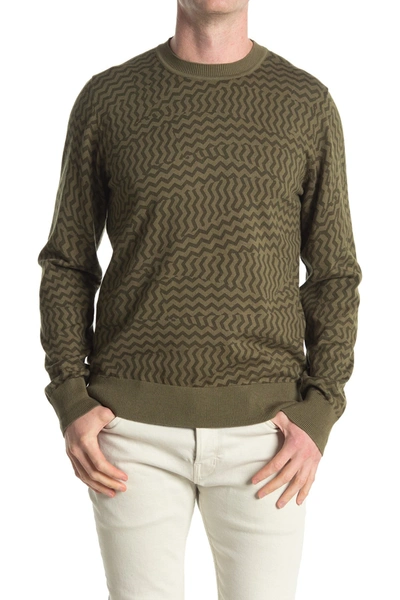 7 For All Mankind Printed Sweater In Olive Zig