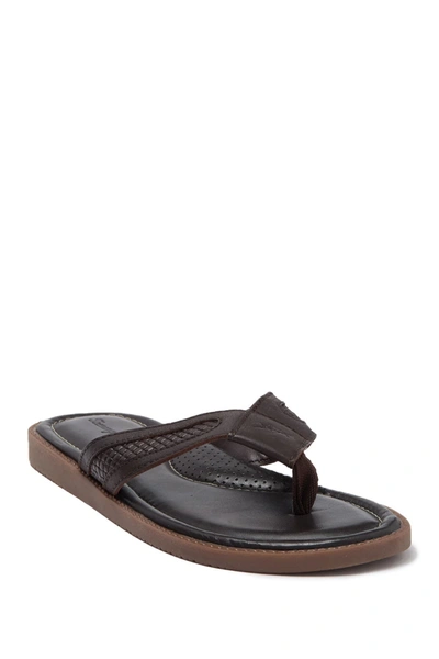 Tommy Bahama Asher Leather Flip Flop In Brown Leather