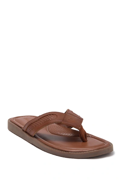 Tommy Bahama Asher Leather Flip Flop In Cognac Leather